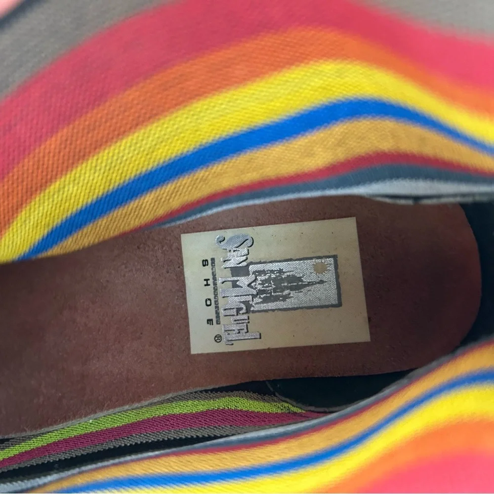 Multi-Colour Striped Pattern Ankle Sock Low Heel Booties - Picture 8 of 8